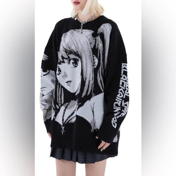 New FELLVISHK Anime Sweater Graphic Long Sleeve Oversize Knitwear 3D - Picture 4 of 8